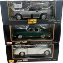 Selection of boxed Maisto special edition model cars to include Special edition Mercedes Benz