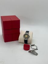 Vintage 1980s Ladies Omega wrist watch, Seamaster dynamic quartz movement, with omega box but not