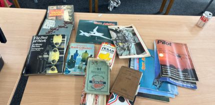 Selection of assorted books and magazines includes aviation etc