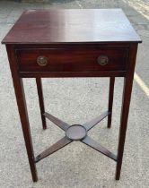 One drawer mahogany side table, approximate4 measurements: Height 30.5 inches, Width 19 inches,