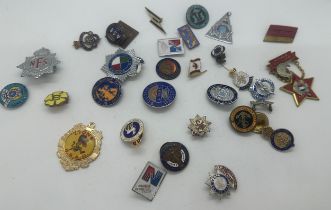 Large selection of assorted pin badges