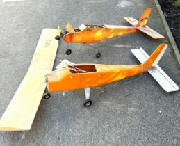 Selection of 2 project model planes, both in need of repair, one has and engine, kadet