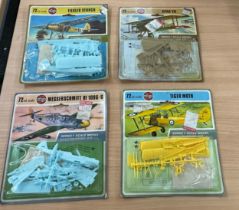 Four Air fix scale model construction kits to include ' Fiesler Storch' ' Spad VII', ' Tiger