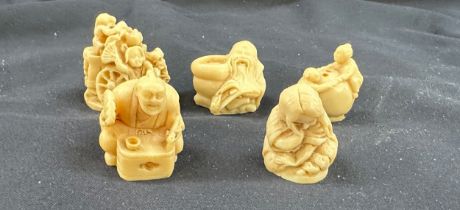 Five carved Chinese netsuke's