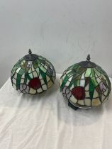 A pair of tiffany style ceiling mounted lights - untested