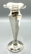 Silver hallmarked weighted small tulip vase, approxiamte height: 6 inches