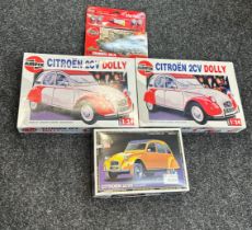 Selection of Air fix and other model kits to include Imai Citroen 2cv6 super driving, Airfix Plastic