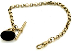 Ladies hallmarked 9ct gold bracelet with fob, overall length 16cm, overall total weight 11.5g