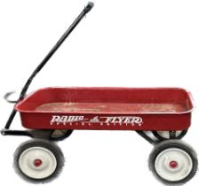 Radio flyer special edition 0990 trolley with four wheels measures 34 inches long 15.5 wide