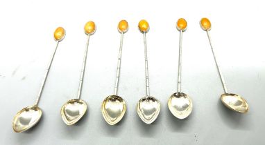 Selection of Silver stone set coffee spoons