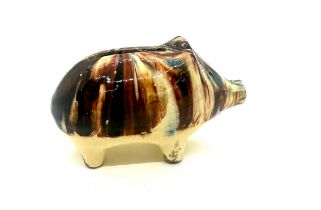Vintage slip ware pig money bank measures approx 4 inches wide by 2.5 inches tall