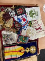 Selection of vintage girl scouts medals, cloth badges, bunting etc