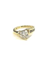 Ladies hallmarked 14ct stone set dress ring, ring size L , approximate total weight: 4.8g