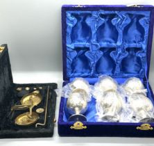Cased set of small scales and cased goblets