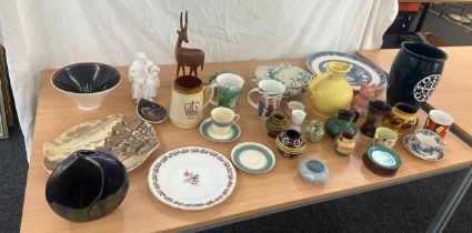 Large selection of miscellaneous includes Bowls, vases, carlton ware lemon squeezer