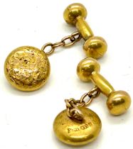 Pair gents 15ct gold cufflinks, overall approximate weight 3.8g