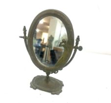 Art deco brass framed mirror, height 10 inches tall