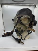 Complete Original Military WW2 pattern RAF flying helmet, goggle and Oxygen mask