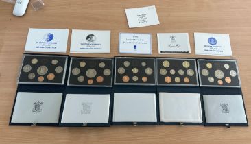 Selection of 5 cased coin sets