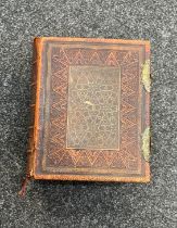 Antique illustrated holy bible bound in tooled leather with gilt clasps by Reverend John Brown