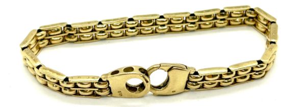 Ladies heavy hallmarked 9ct gold bracelet, approximate length 19cm , approximate weight 18.5g