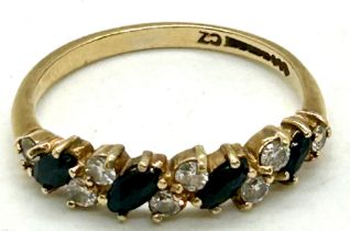 Hallmarked 9ct gold sapphire and stone set ladies ring, ring size N, total weight 1.6g