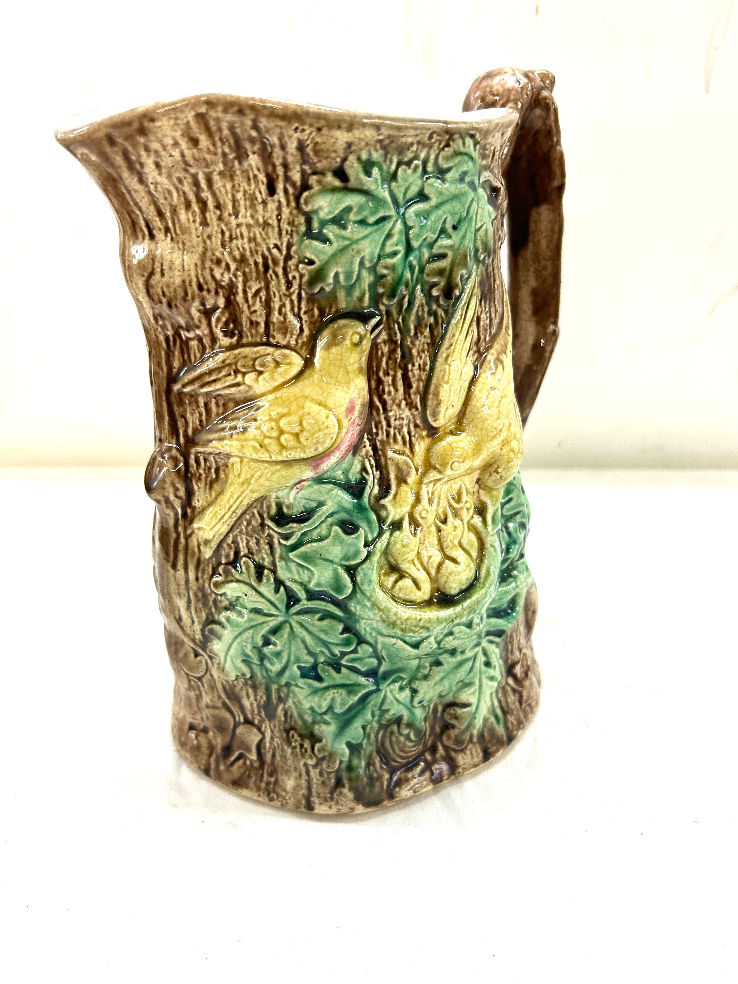 Victorian majolica jug overall height 9 inches - Image 2 of 3