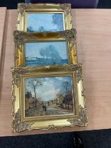 3 Gilt framed prints largest measures approximately 12 inches tall 14 inches wide