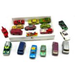 Large selection of vintage diecast cars includes Matchbox, corgi cars etc