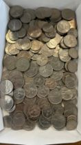 Tray of vintage coins includes 10ps and 5ps