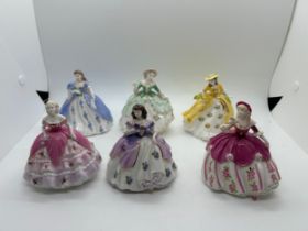 Selection of 6 Coalport Fairest flowers lady figurines all with COA to include Petunia, Fuchsia,