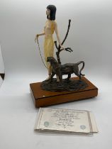 Albany Khartoum Sudanese Nude Lady Walking Panther ~ Porcelain & Bronze with COA 10.5 inches tall