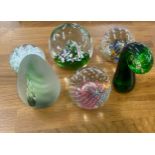 6 glass paper weights to include Caithness