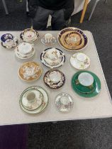 Selection of assorted cups and saucers and some trio sets includes Royal Doulton, Ainsley etc