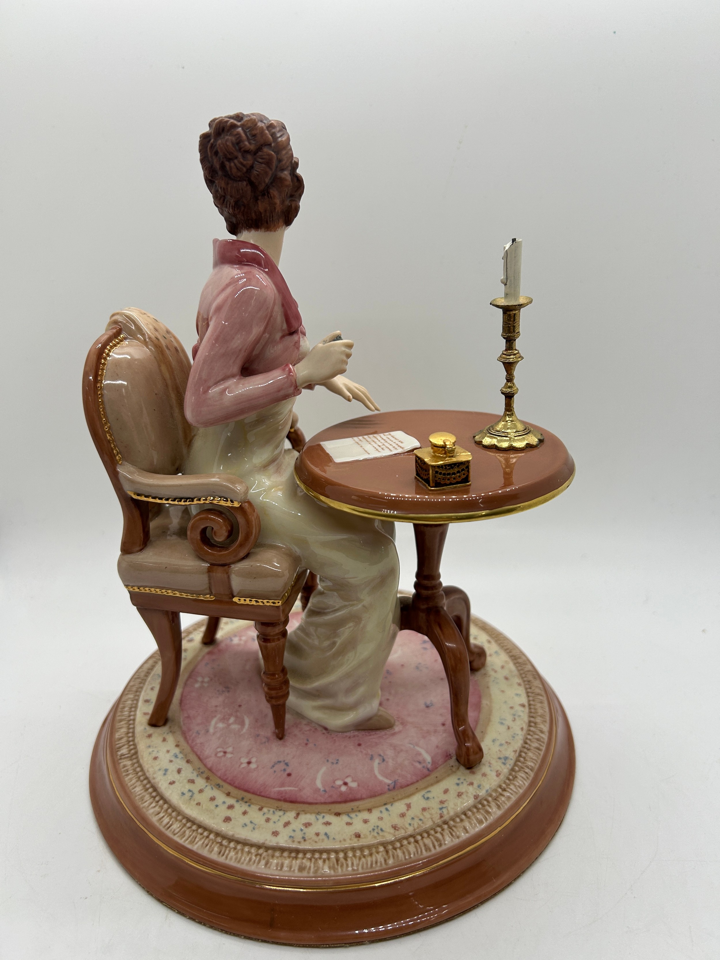 Franklin Mint Library Stunning Elizabeth Pride And Prejudice Figure- missing quill - Image 4 of 6