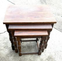 Oak nest of three tables