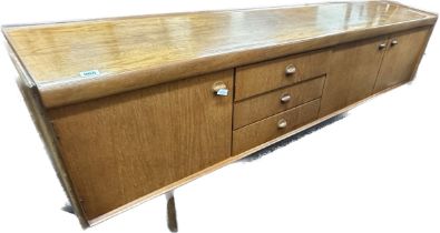 Teak mid century White≠wton three door three drawer long sideboard measures approx 29 inches tall by