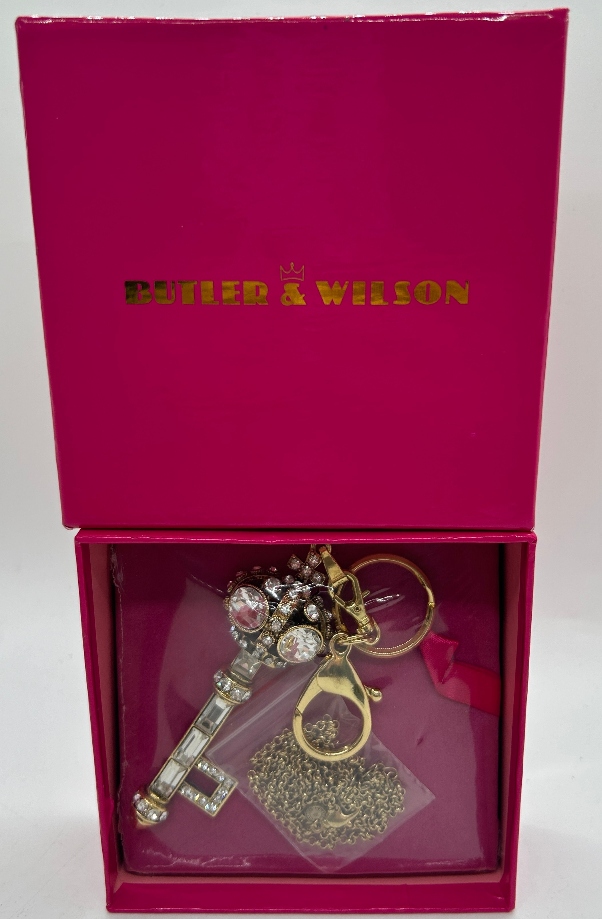 Butler & Wilson Rhinestone Jewelled key clip necklace key ring /charm