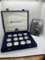 Cased Silver Olympic coin set all with COAS, 24 silver coins inc total