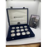 Cased Silver Olympic coin set all with COAS, 24 silver coins inc total