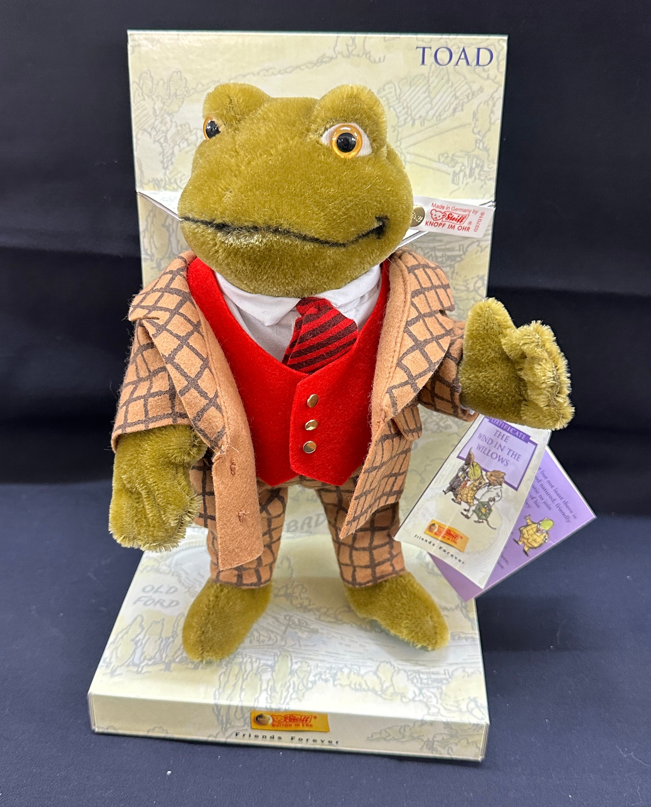 Steiff Wind in the Willow - Toad With Certificate, original box and stand