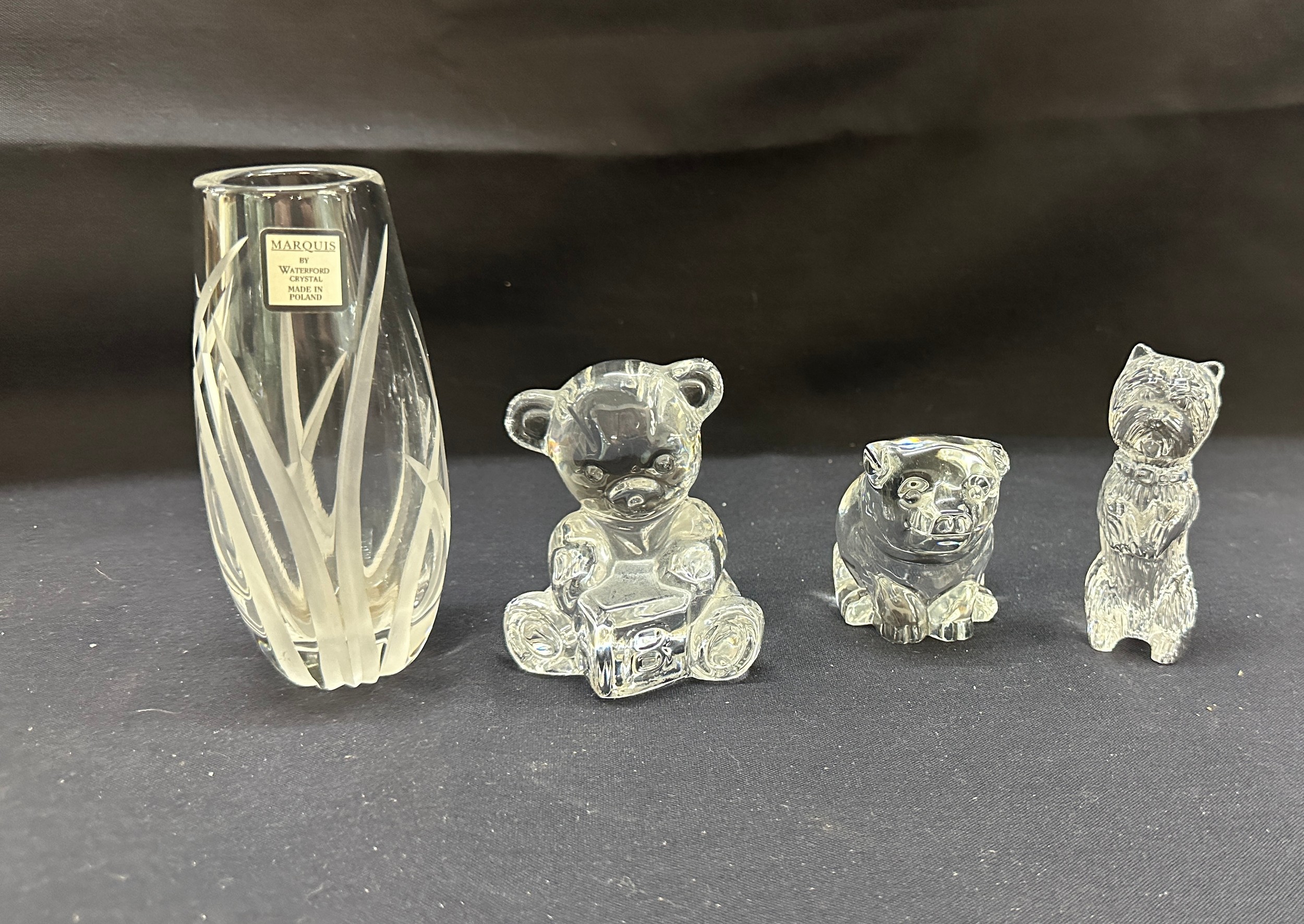 Waterford crystal animals and vase