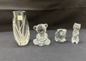 Waterford crystal animals and vase