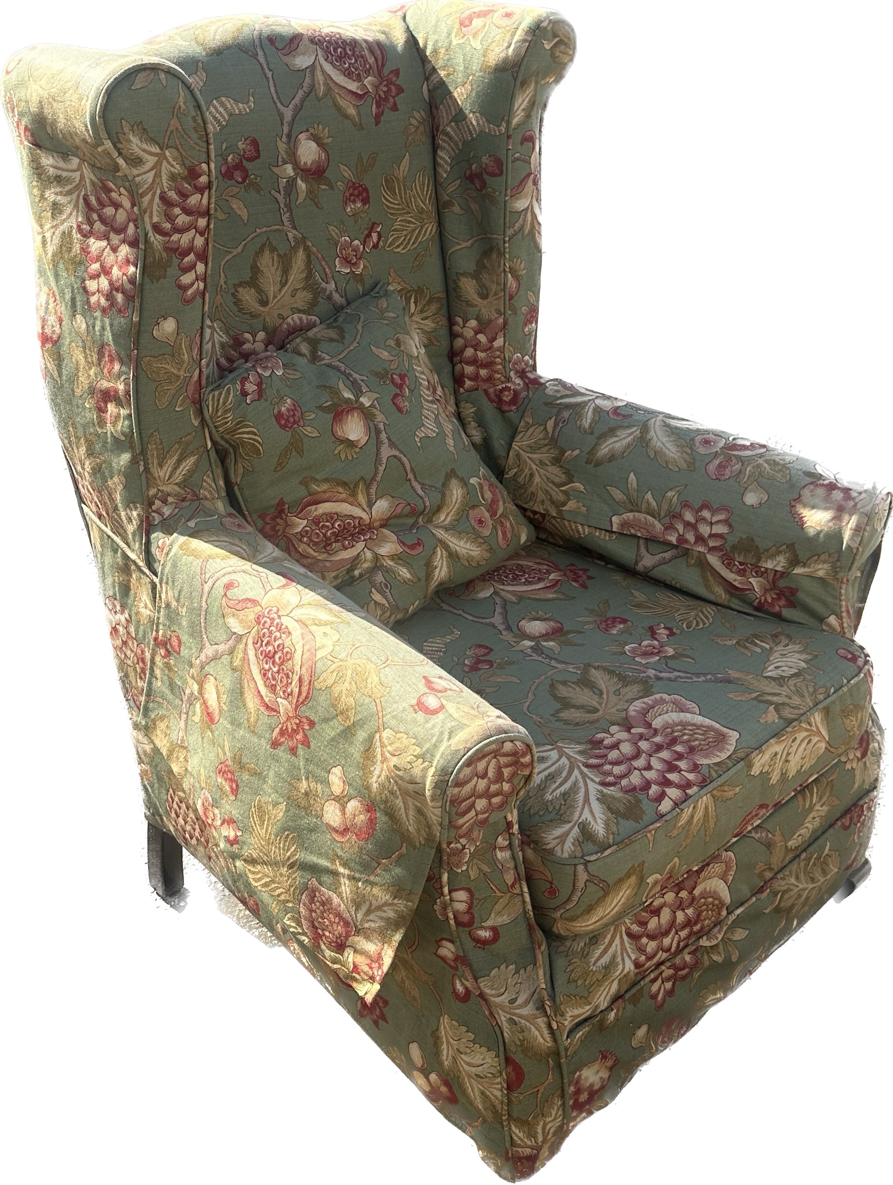 Antique reupholstered fire side chair and foot stool - Image 3 of 3