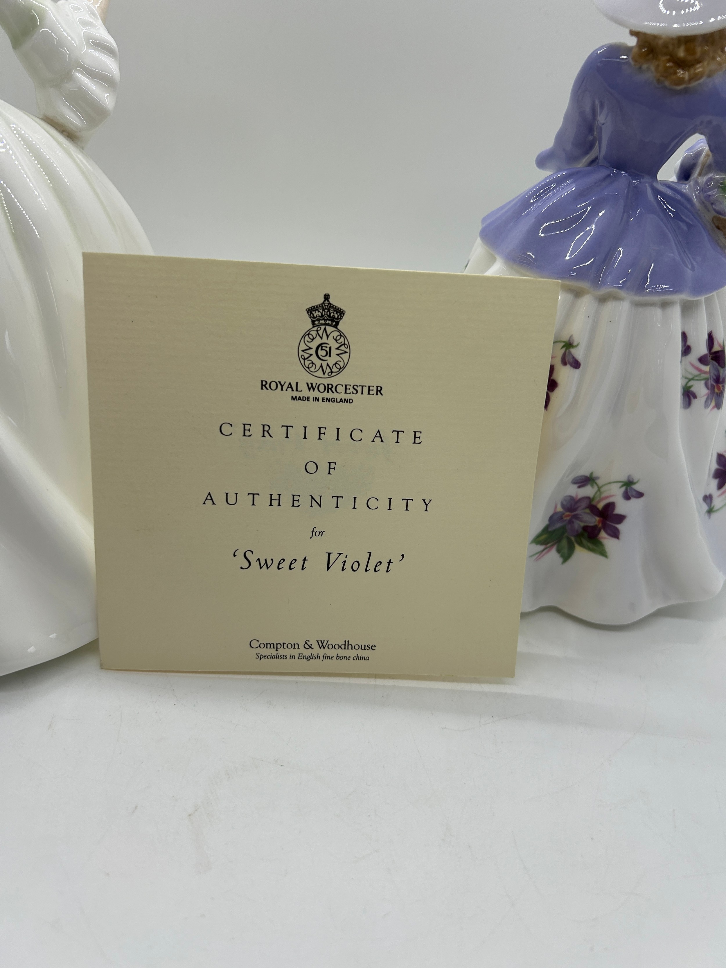 Royal Doulton HN2468 Diana, Royal Worcester Sweet Violet with COA - Image 5 of 7