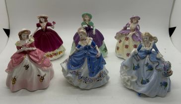 Selection of 6 Coalport Fairest flowers lady figurines all with COA to include Daphne, Pansy,