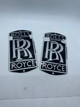 2 Rolls Royce plaques measures approximately 7 inches by 3.5 inches