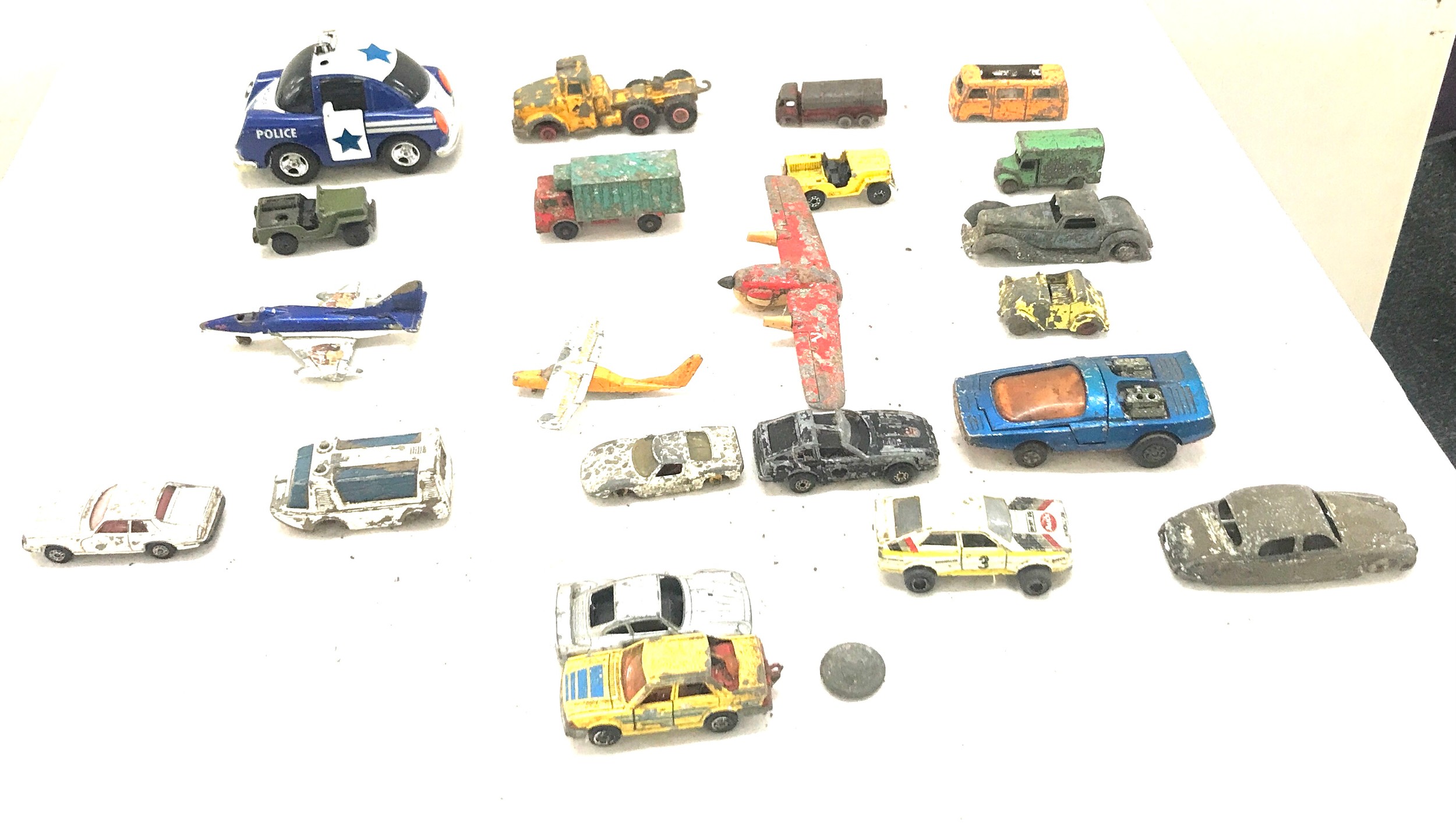 Selection of vintage diecast cars includes Match box and Corgi