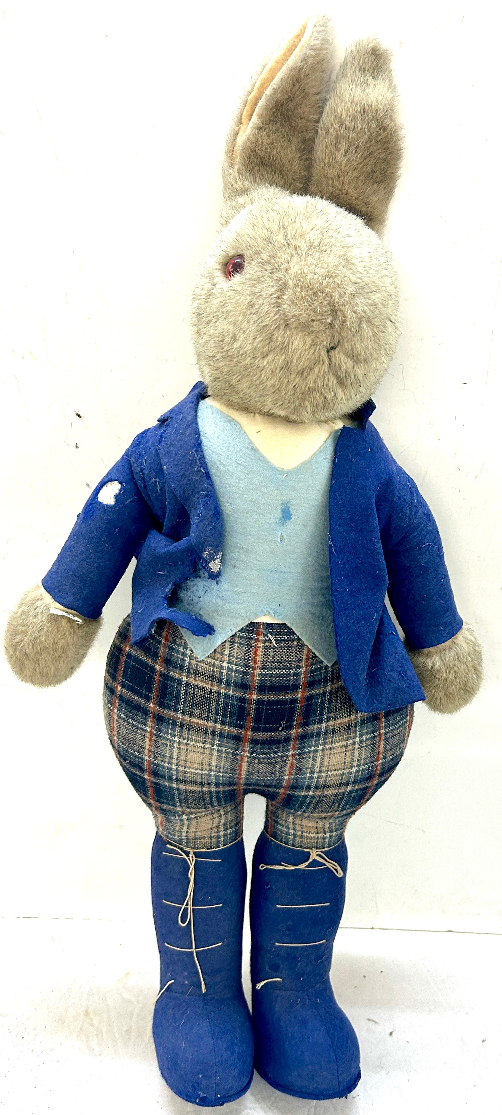 Vintage tall Little folk Peter Rabbit, jacket in need of repair, overall height 34 inches