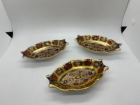 3 Miniature Royal Crown Derby Imari 1128 trays